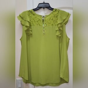 Anne Klein Lime Green Ruffle Blouse